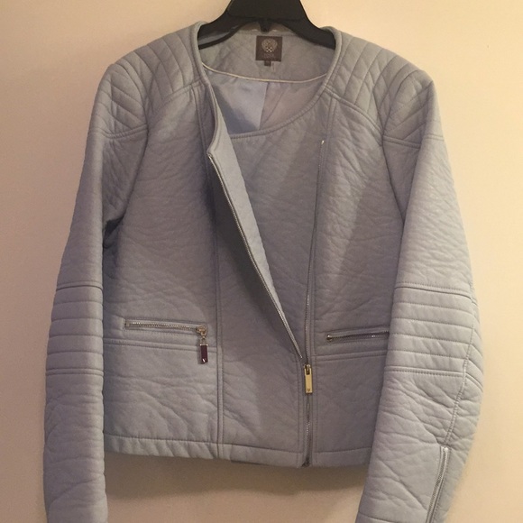 Sky Blue Soft Leather Waist Jacket - Picture 2 of 4